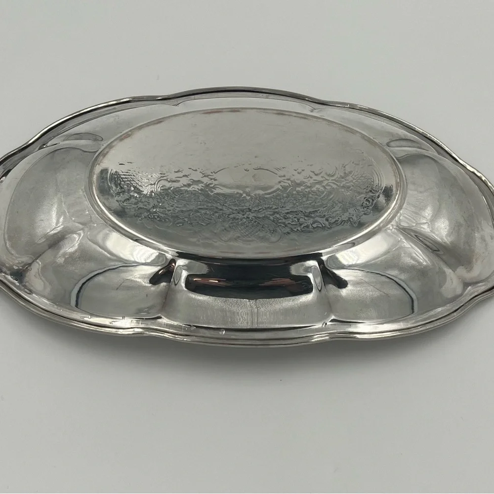 Vintage National Silver Co N.S.Co Silver on Copper Oval Bread Bowl Dish